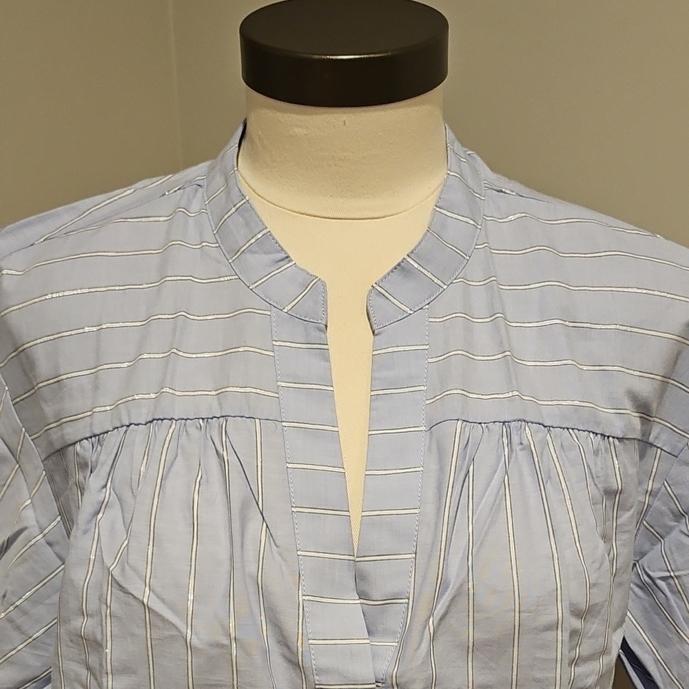 Sky Blue Striped Women's Casual Shirt - Picture 2 of 6
